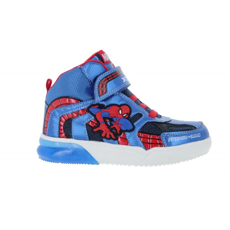 Children'S Geox Boys Boots | J269Yc J Grayjay Spiderman Hi Tops - Navy/Royal