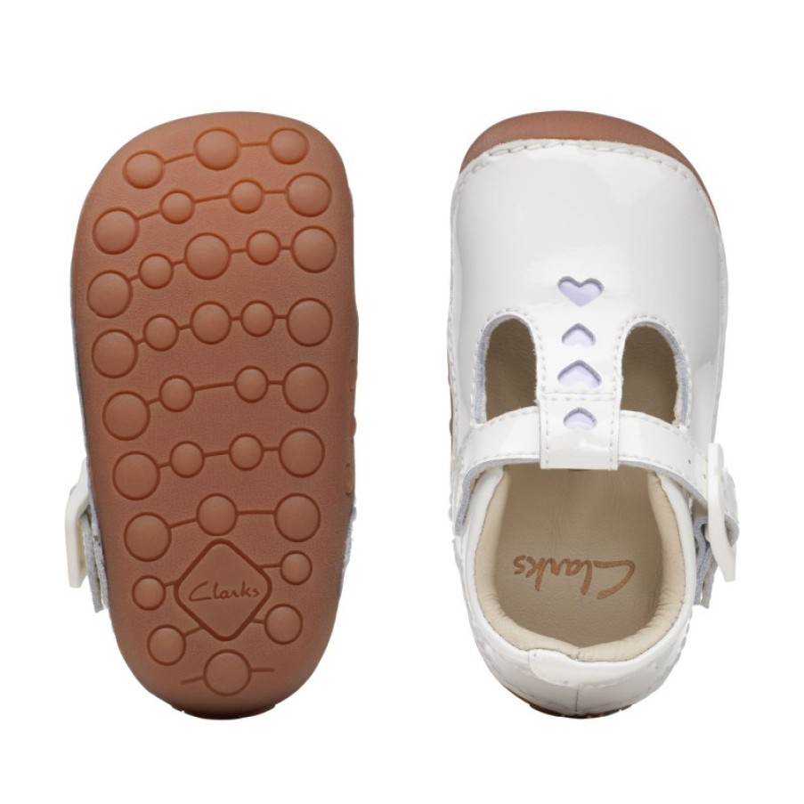 Children'S Clarks Girls First Shoes | Tiny Beat Toddler Shoes - White Patent