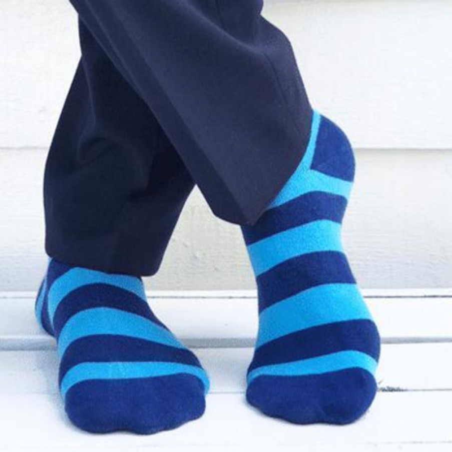 Men'S Swole Panda | Striped Socks - Sky Blue