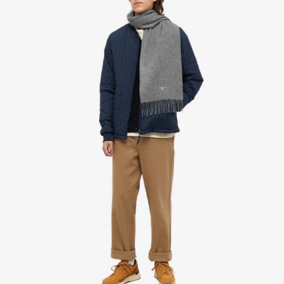 Men'S Barbour | Plain Lambswool Scarf Usc0008 - Grey