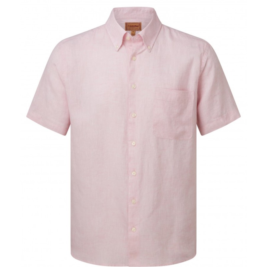 Men'S Schoffel | Thornham Short Sleeve Classic Shirt 4059 - Pale Pink