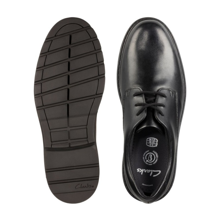 Children'S Clarks Teen Boys School Shoes | Loxham Derby Youth School Shoes - Black Leather