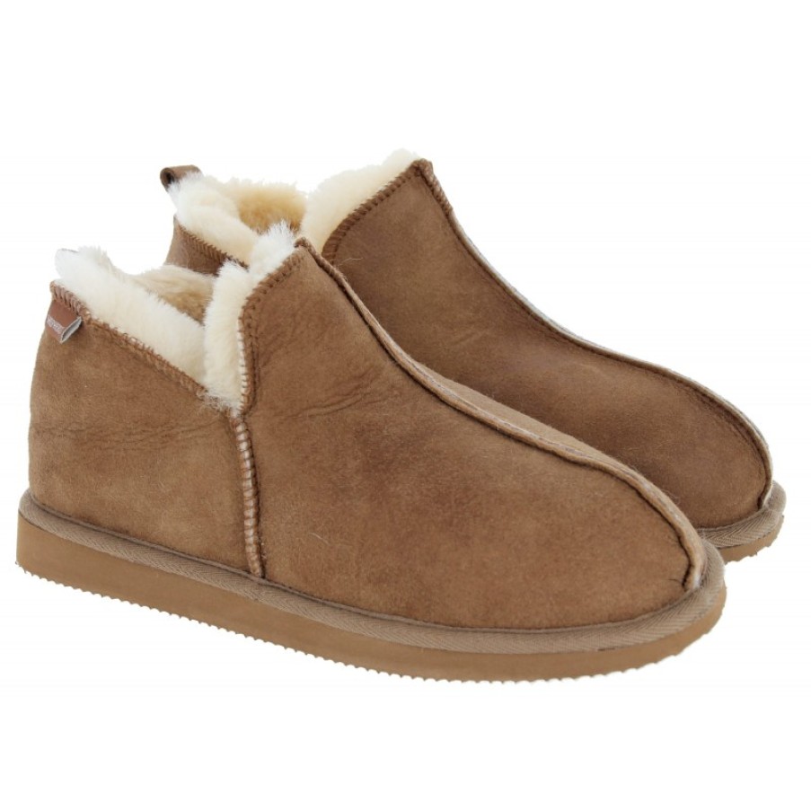 Men'S Shepherd of Sweden | Anton Mens Sheepskin Slippers - Antique/Cognac