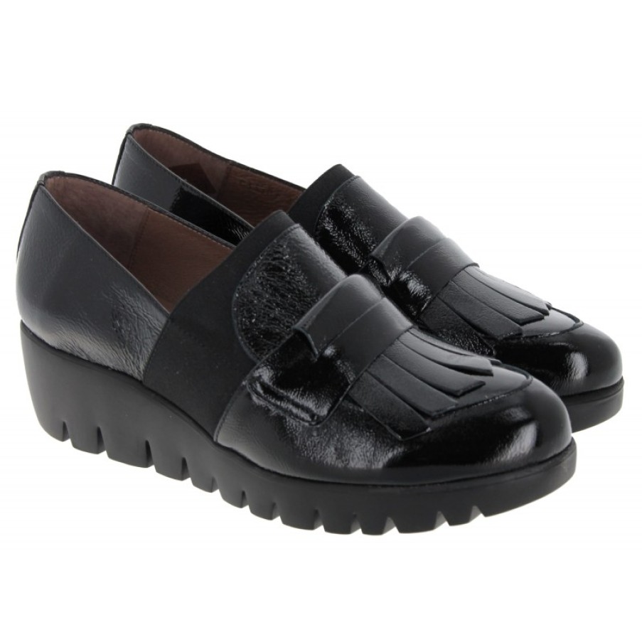 Women'S Wonders | C-33301 Wedge Loafers - Black Patent