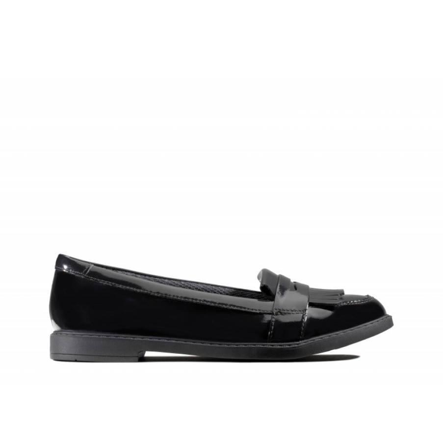 Children'S Clarks Teen Girls School Shoes | Scala Bright Youth School Shoes - Black Patent