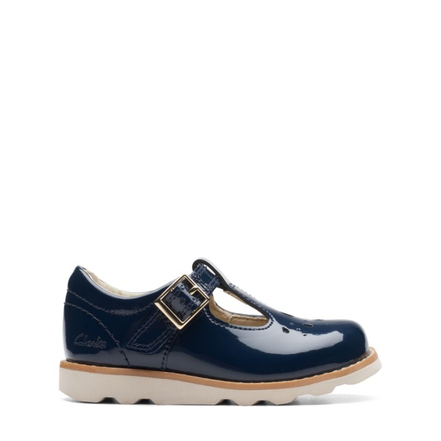 Children'S Clarks Girls Shoes | Crown Print Toddler Shoes - Navy Patent