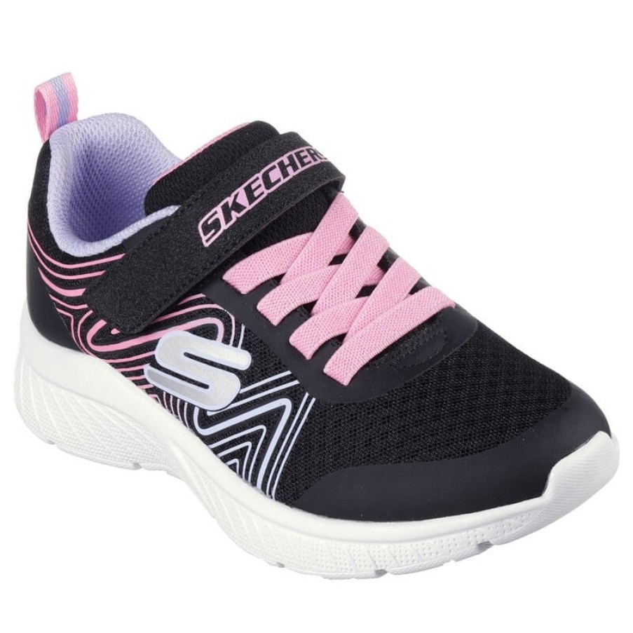 Children'S Skechers Girls Trainers | Microspec Plus 303535L Trainers - Black/Multi