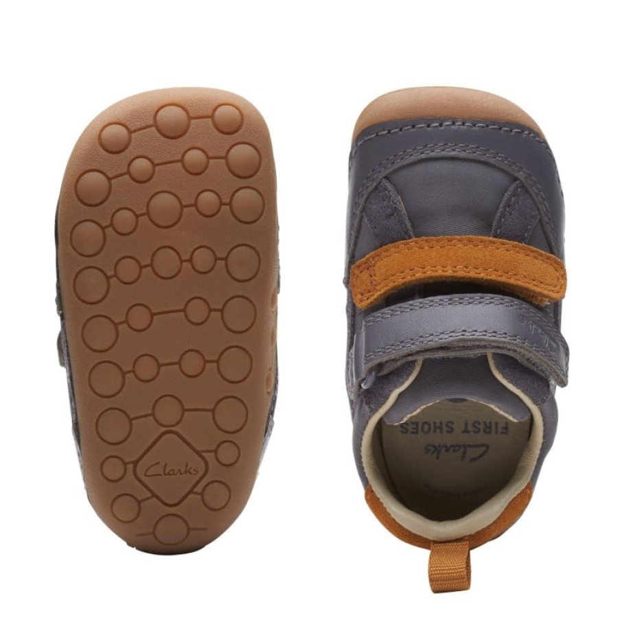 Children'S Clarks Boys Shoes | Tiny Fawn Toddler Shoes In Grey Leather