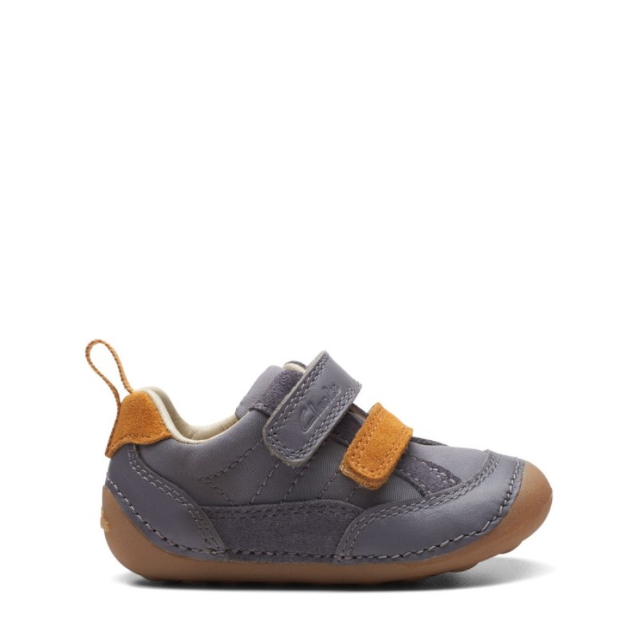 Children'S Clarks Boys Shoes | Tiny Fawn Toddler Shoes In Grey Leather