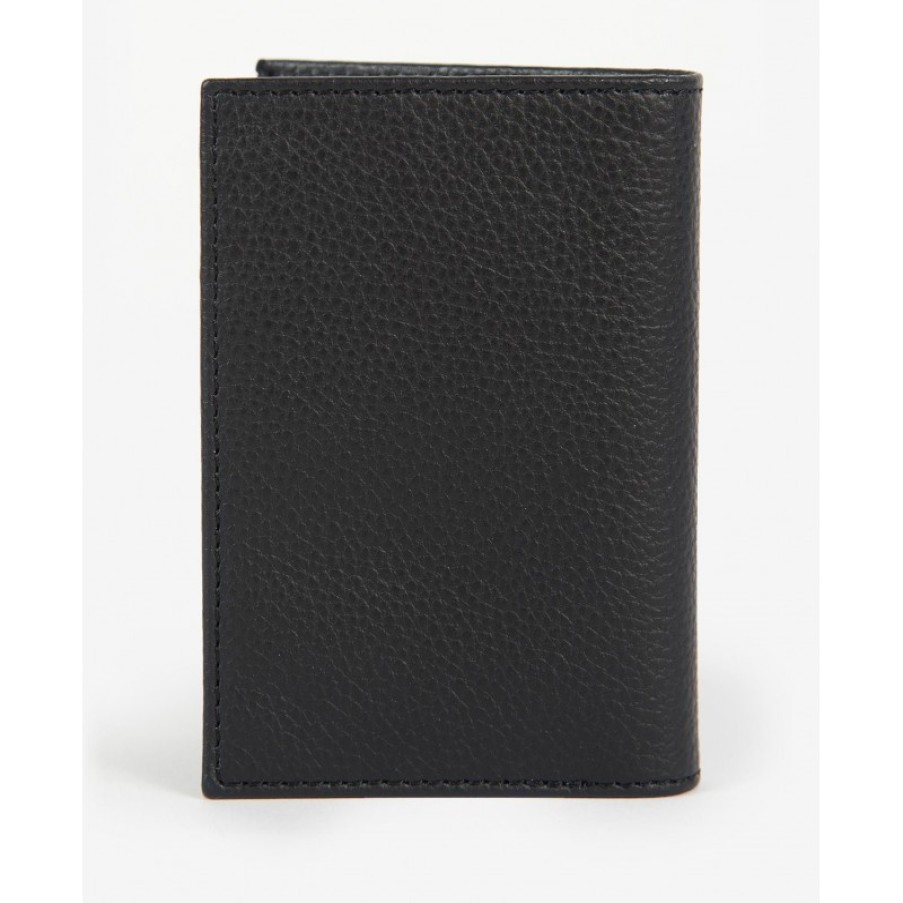 Men'S Barbour | Contrast Leather Billfold Wallet Mlg0045 - Black