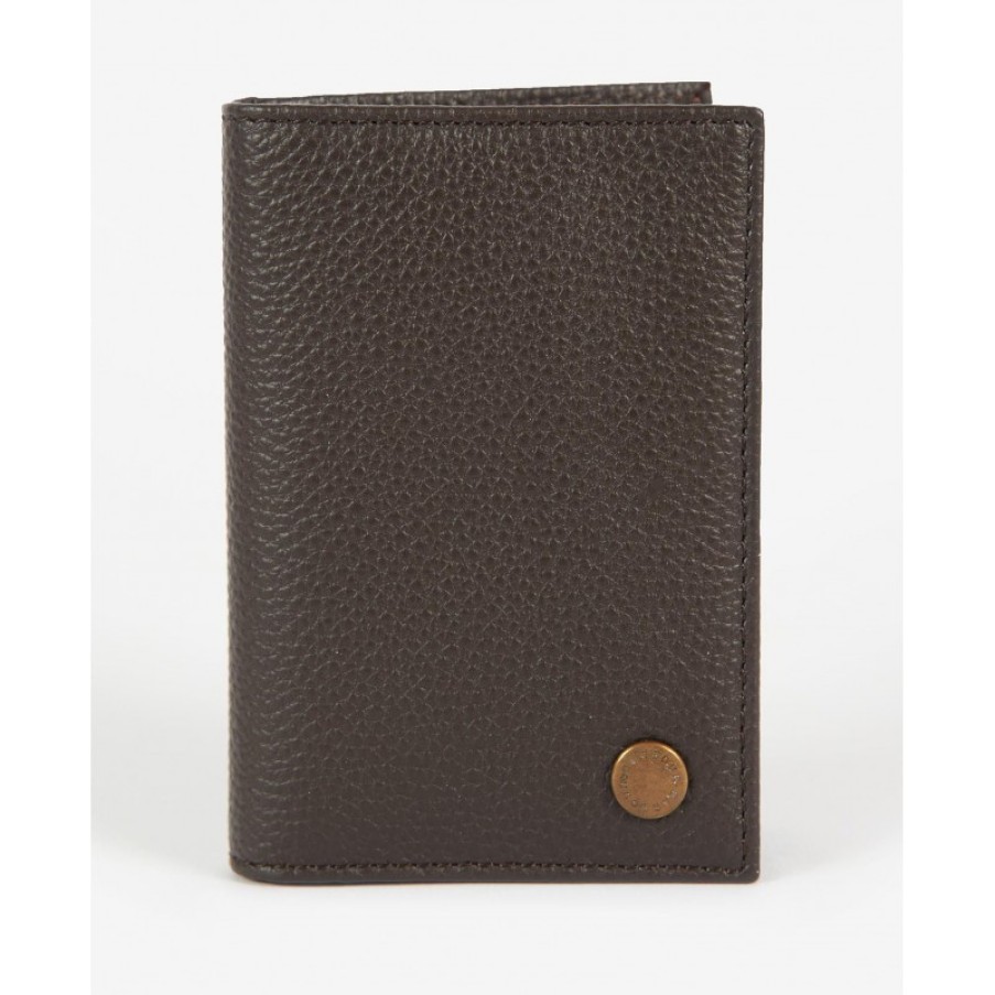 Men'S Barbour | Contrast Leather Billfold Wallet Mlg0045 - Dark Brown