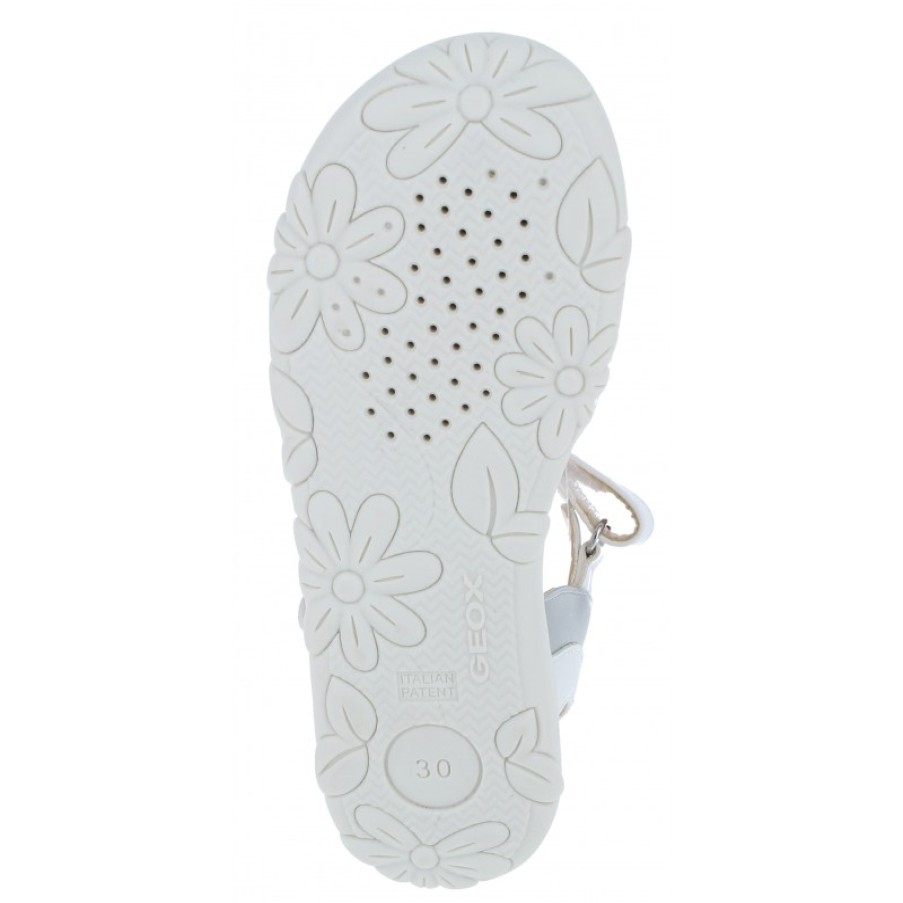 Children'S Geox Girls Sandals | J258Za J S.Haiti G A Sandals - White/Silver