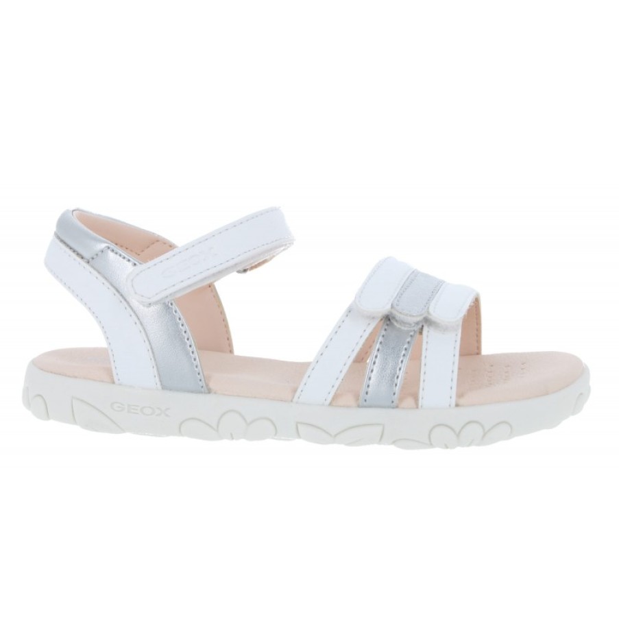 Children'S Geox Girls Sandals | J258Za J S.Haiti G A Sandals - White/Silver