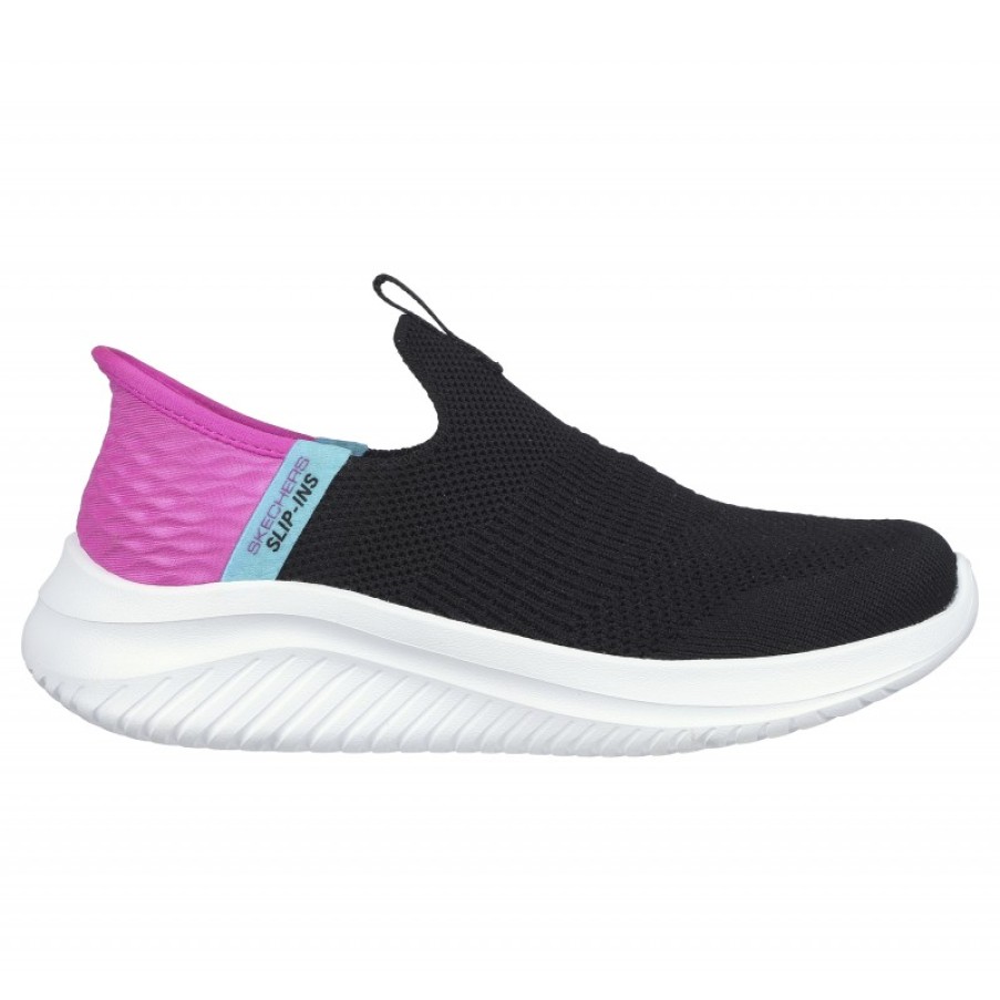 Children'S Skechers Girls Trainers | Ultra Flex 3.0 Slip-Ins 303800L Trainers - Black/Pink