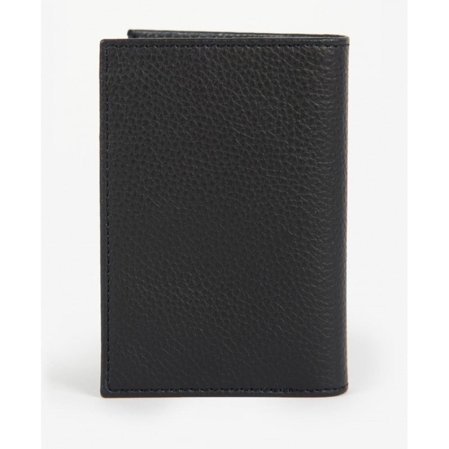 Men'S Barbour | Contrast Leather Billfold Wallet Mlg0045 - Black