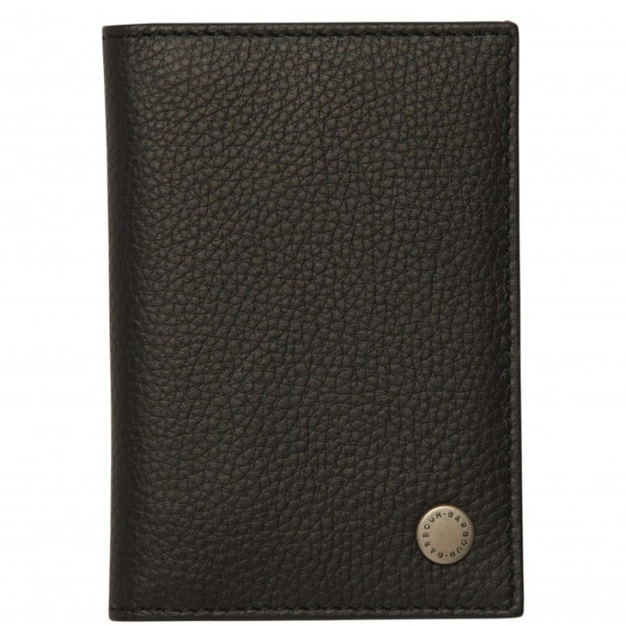 Men'S Barbour | Contrast Leather Billfold Wallet Mlg0045 - Black