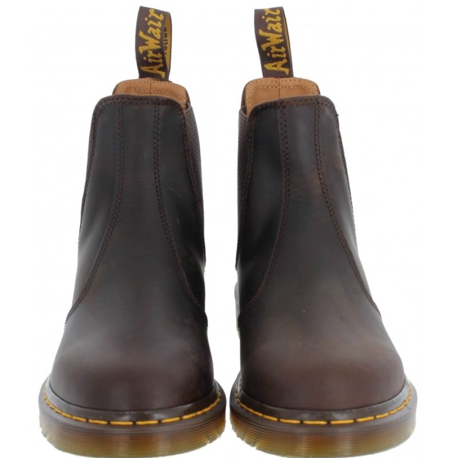 Men'S Dr. Martens | 2976 Yellow Stitch Chelsea Boots - Dark Brown Leather