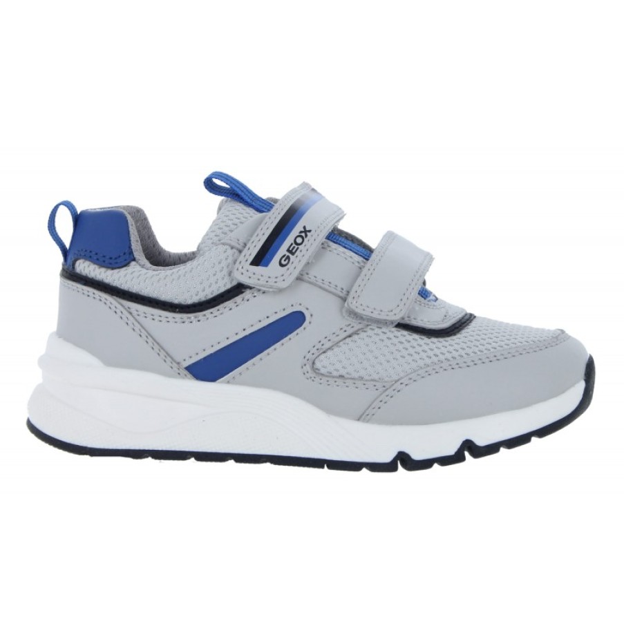 Children'S Geox Boys Trainers | J35H0B J Rooner Trainers - Light Grey/Black