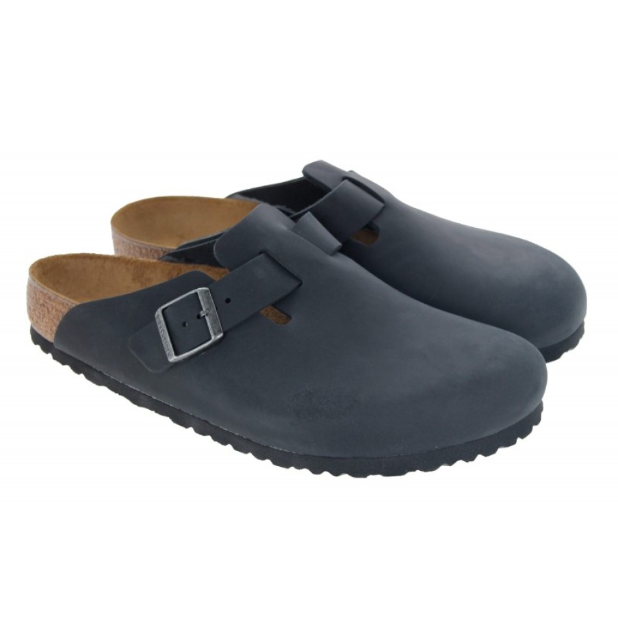 Men'S Birkenstock | Boston 0059461 Clogs - Black Oiled Leather