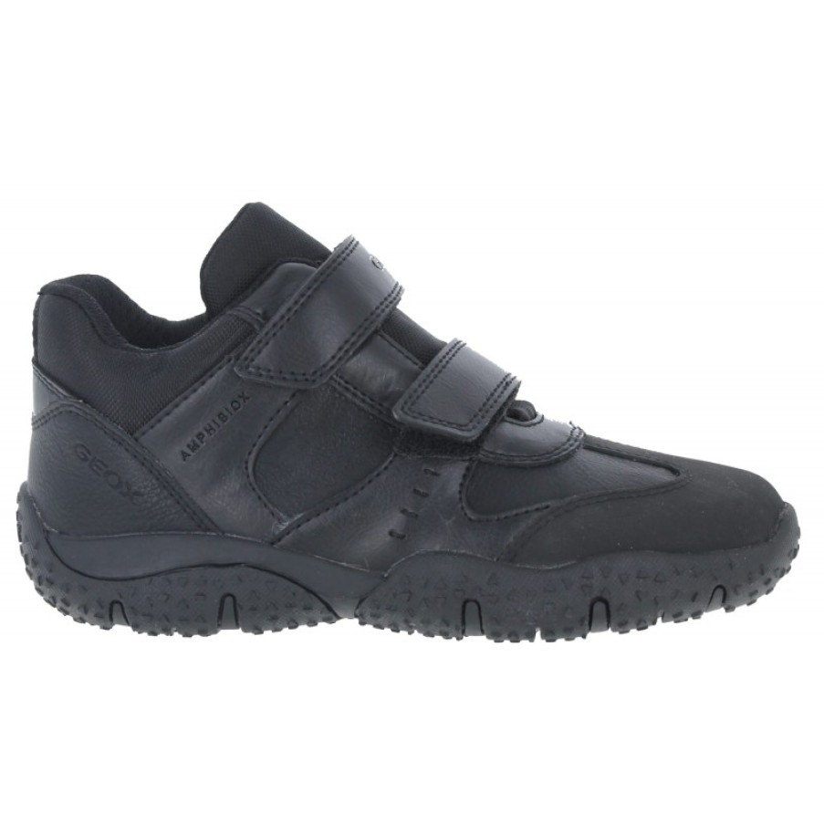 Children'S Geox Boys School Shoes | Baltic Boy Abx J0442A School Shoes - Black Leather