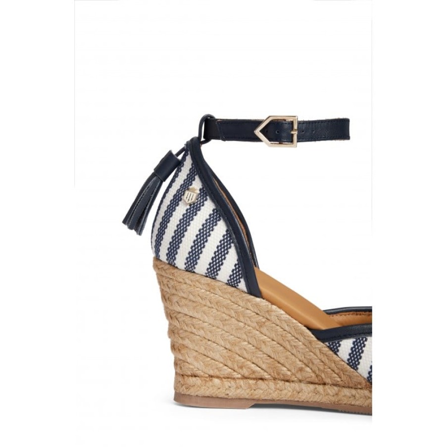 Women'S Fairfax and Favor | Fairfax & Favor Monaco Wedge - Navy Stripe