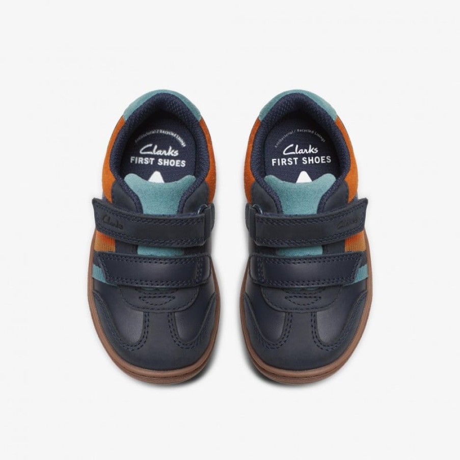 Children'S Clarks Boys Trainers | Flash Den Kid Shoes - Navy Combi