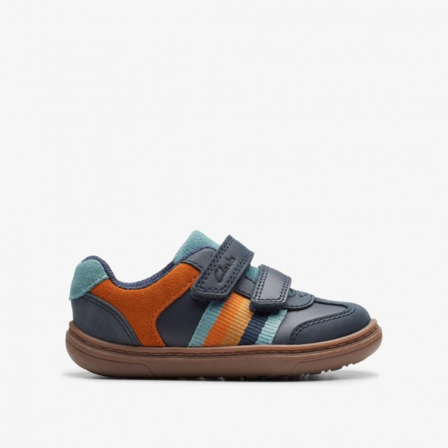 Children'S Clarks Boys Trainers | Flash Den Kid Shoes - Navy Combi