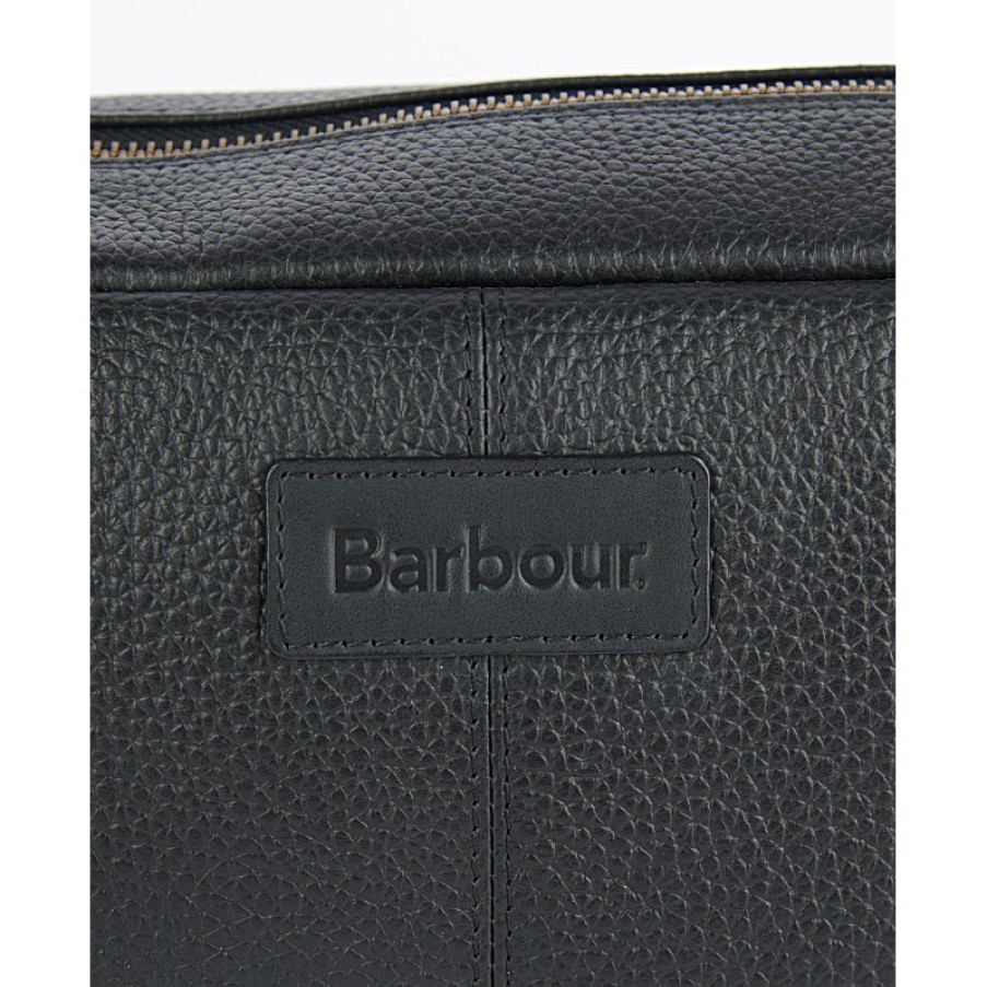 Men'S Barbour | Highgate Leather Washbag Mac0422 - Black