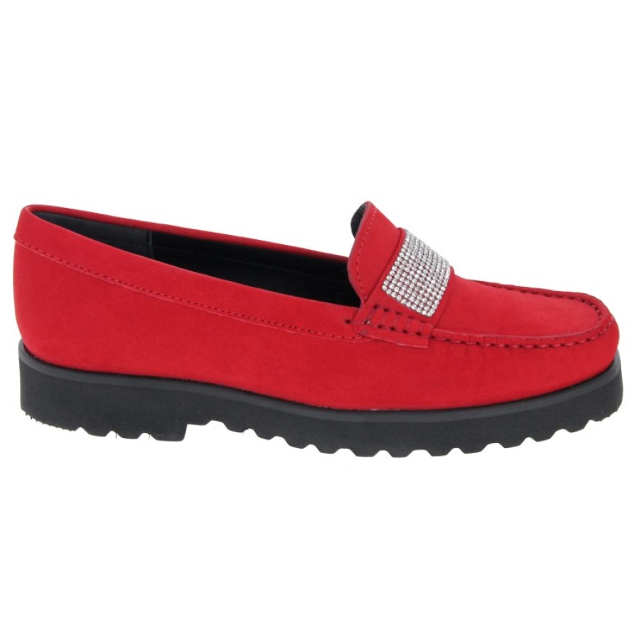 Women'S The Golden Boot | Golden Boot Porsche 2 16616 Loafers - Red Pepper Nubuck