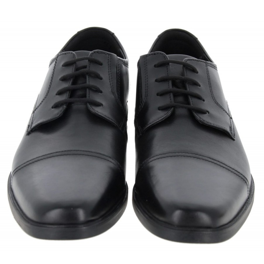 Children'S Clarks Teen Boys School Shoes | Howard Cap Shoes - Black Leather