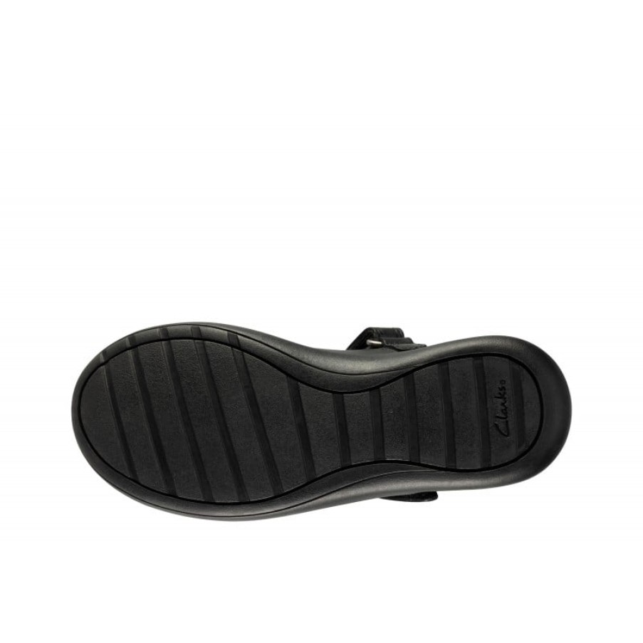 Children'S Clarks Girls School Shoes | Etch Beam Kid School Shoes - Black Leather