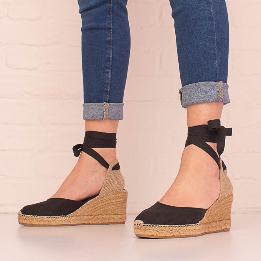 Women'S Toni Pons | Calonge Wedge Espadrilles - Black Linen