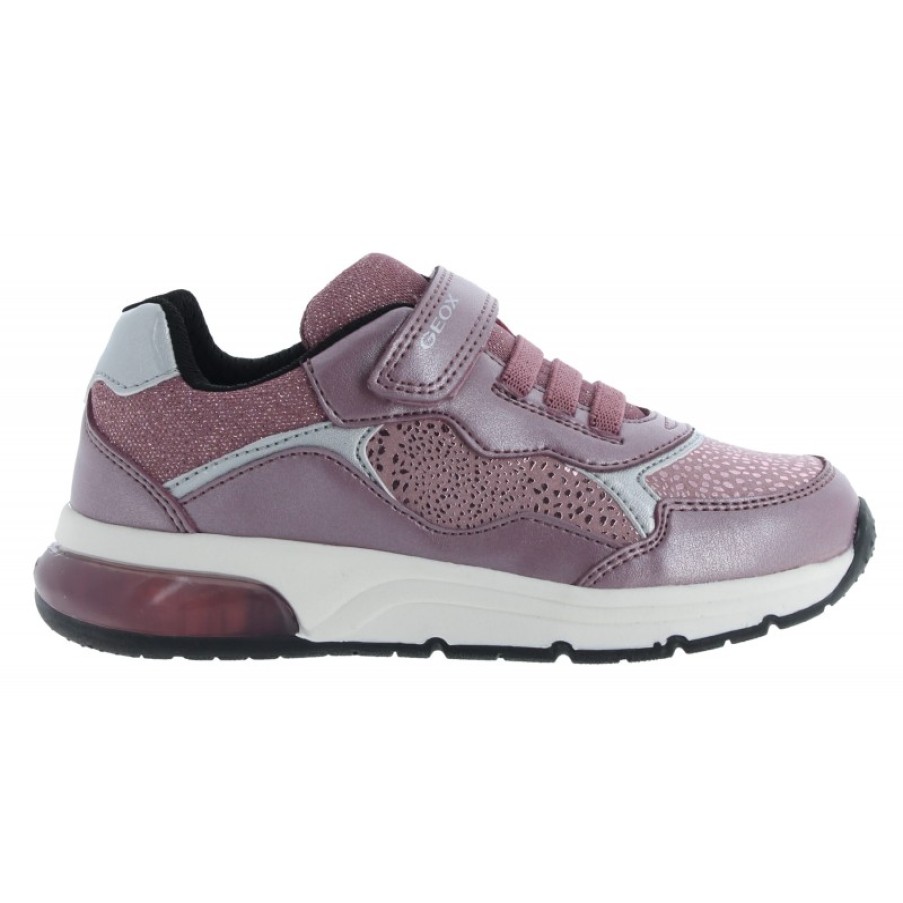 Children'S Geox Girls Trainers | J368Ve J Spaceclub Trainers - Dark Pink/Silver