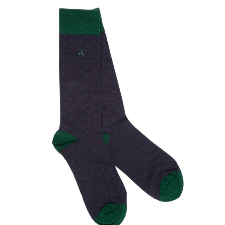 Men'S Swole Panda | Spotted Bamboo Socks - Navy Textile