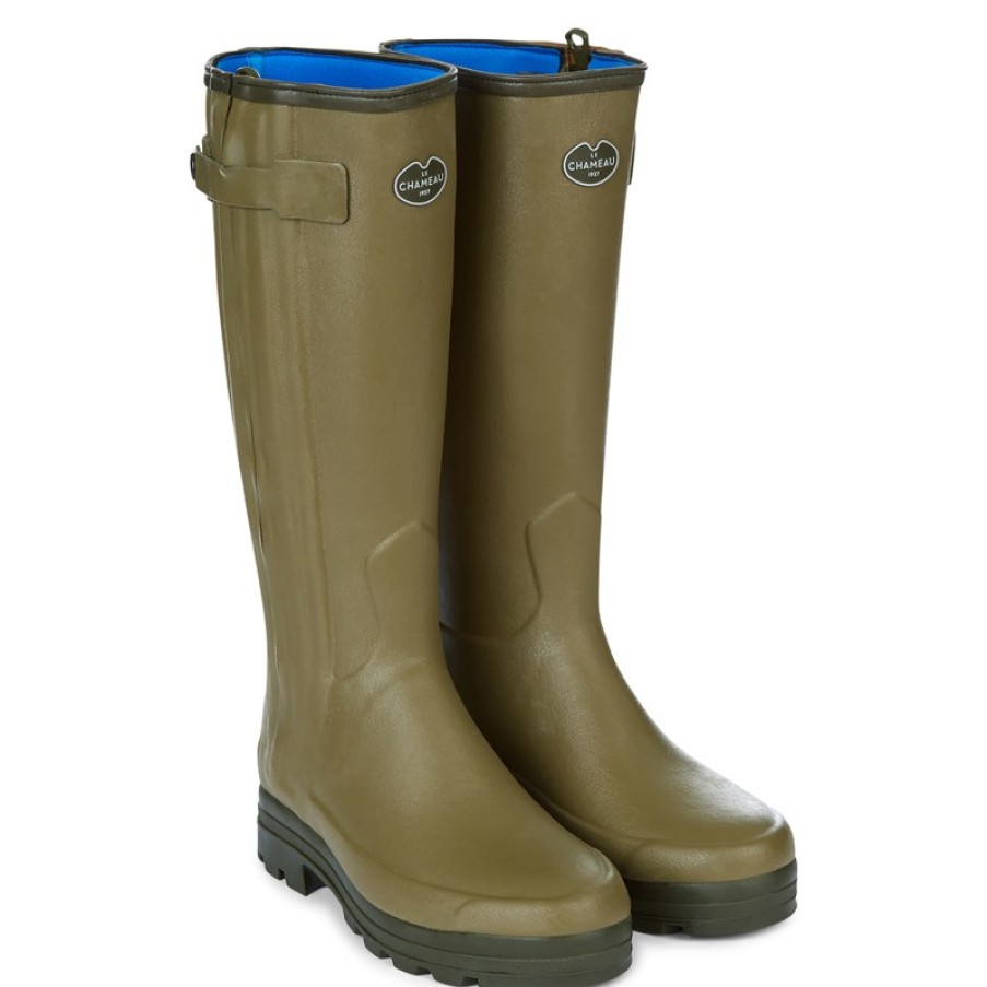 Men'S Le Chameau | Chasseur Neoprene Lined Mens Wellingtons 1182 - Vert Vierzon