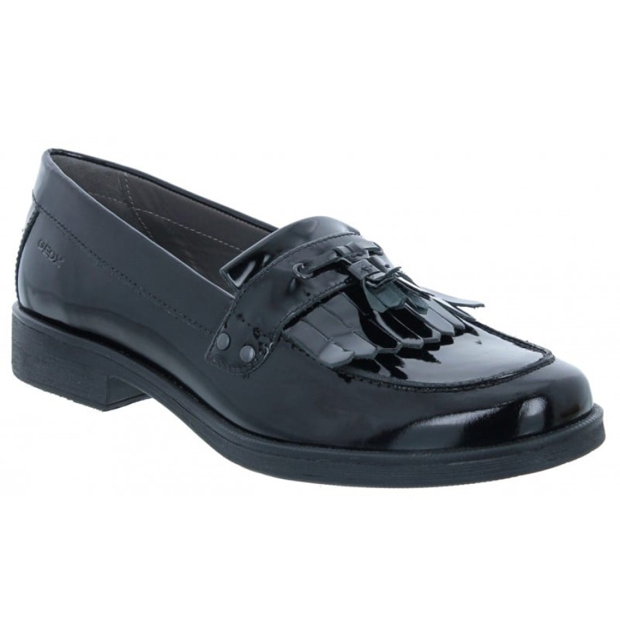 Children'S Geox Teen Girls School Shoes | Agata A J4449A School Shoes - Black Patent