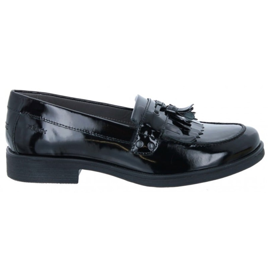 Children'S Geox Teen Girls School Shoes | Agata A J4449A School Shoes - Black Patent