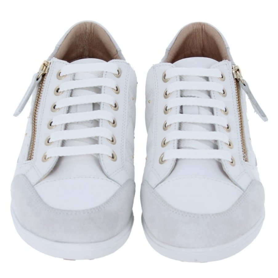 Women'S Geox | Myria D0268C Trainers - White/Off White Leather