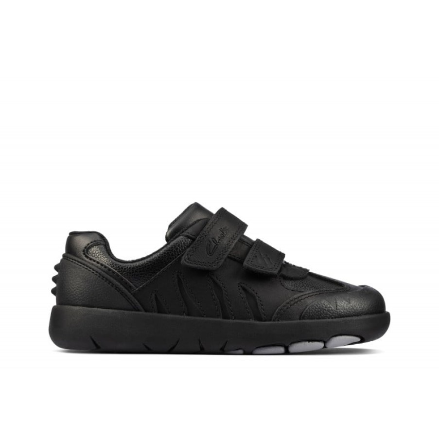 Children'S Clarks Boys School Shoes | Rex Stride Toddler School Shoes - Black Leather