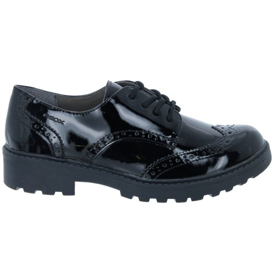 Children'S Geox Teen Girls School Shoes | Casey Gn J6420N School Shoes - Black Patent