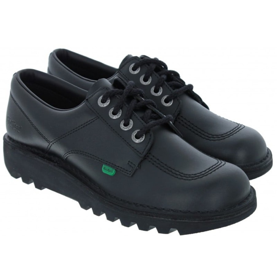 Children'S Kickers Teen Boys School Shoes | Kick Lo Men Shoes - Black