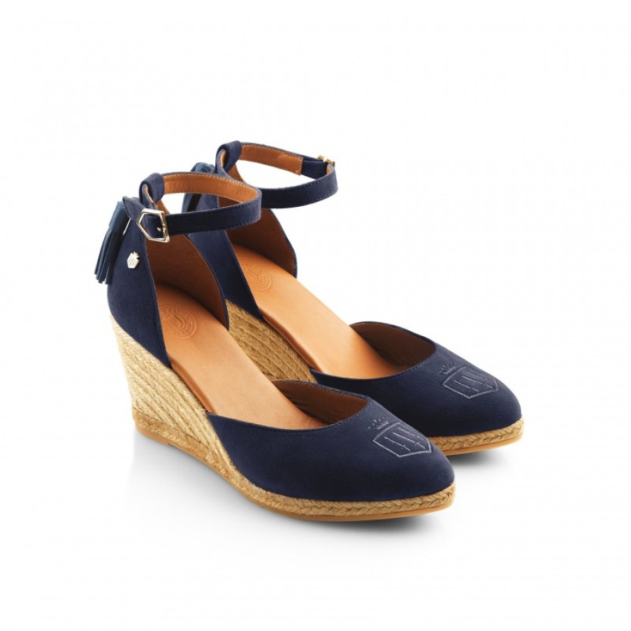 Women'S Fairfax and Favor | Fairfax & Favor Monaco Wedge Espadrilles - Navy