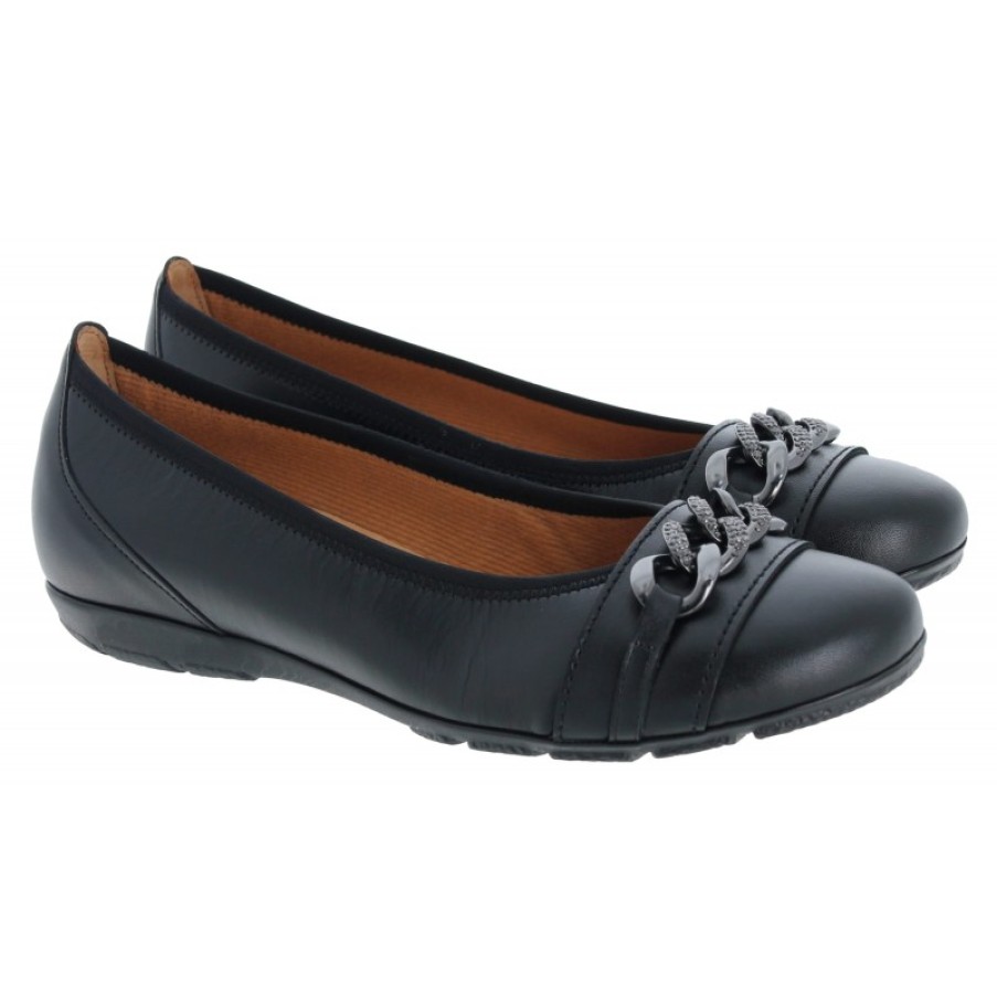 Women'S Gabor | Rene 34.160 Flat Shoes - Black Letaher