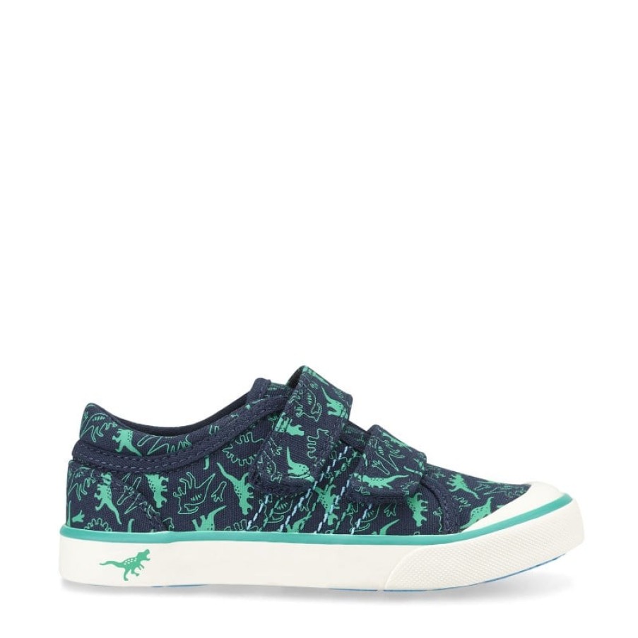 Children'S Start-Rite Boys Canvas Shoes | Jurassic Dinosaur Shoes - Navy