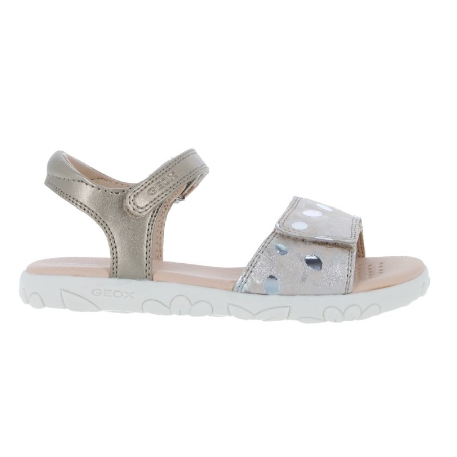 Children'S Geox Girls Sandals | J028Za J S.Haiti Sandals - Beige/Platinum