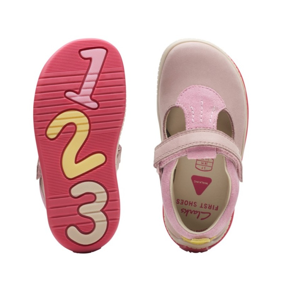 Children'S Clarks Boys Shoes | Noodle Bright Toddler Shoes - Dusty Pink Leather