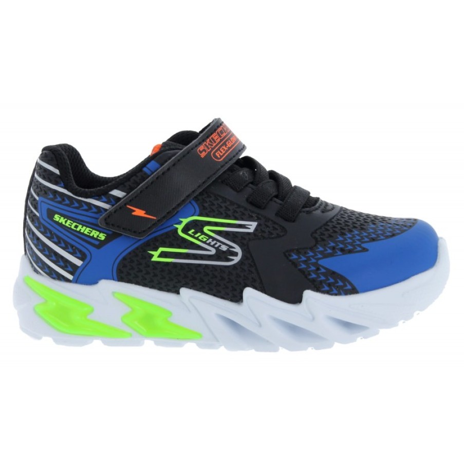 Children'S Skechers Boys Trainers | S Lights Flex-Glow Bolt 400138N Trainers - Black / Blue