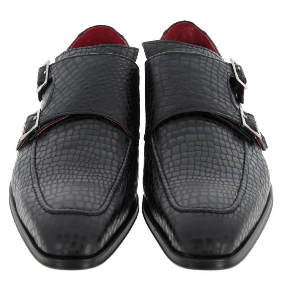 Men'S Jeffery West | K852 Monk Shoes - Black Crillio Matte Leather