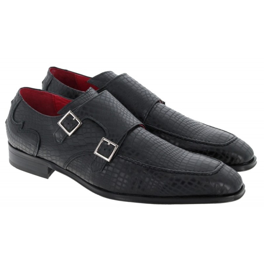 Men'S Jeffery West | K852 Monk Shoes - Black Crillio Matte Leather