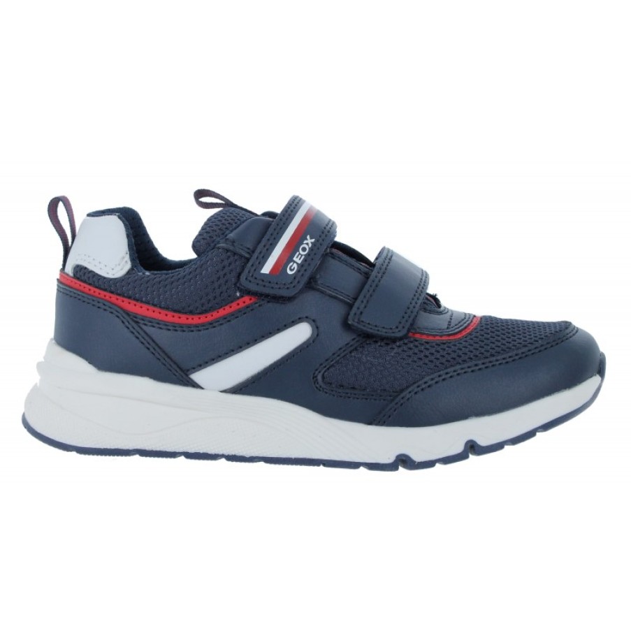 Children'S Geox Boys Trainers | J35H0B J Rooner Trainers - Navy/Red